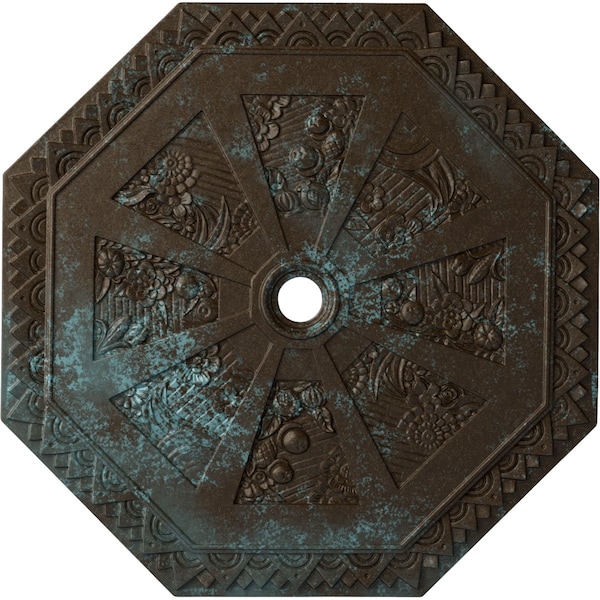 Ekena Millwork Spring Octagonal Medallion (Canopies up to 3"), 29 1/8"OD x 2 1/4"ID x 1 1/8"P, Bronze Blue Patina CM30SPBBS - main